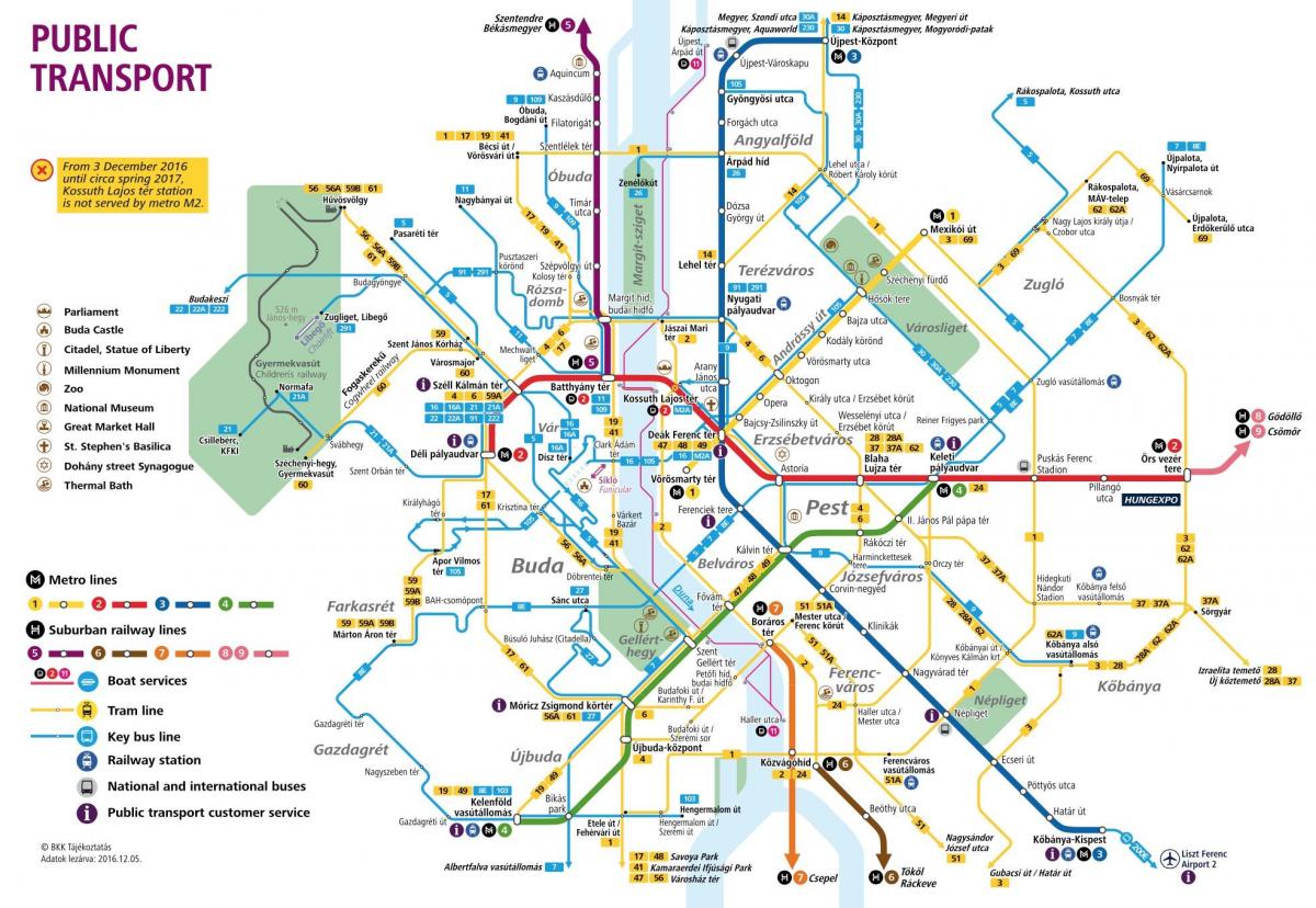 peta budapest angkutan umum