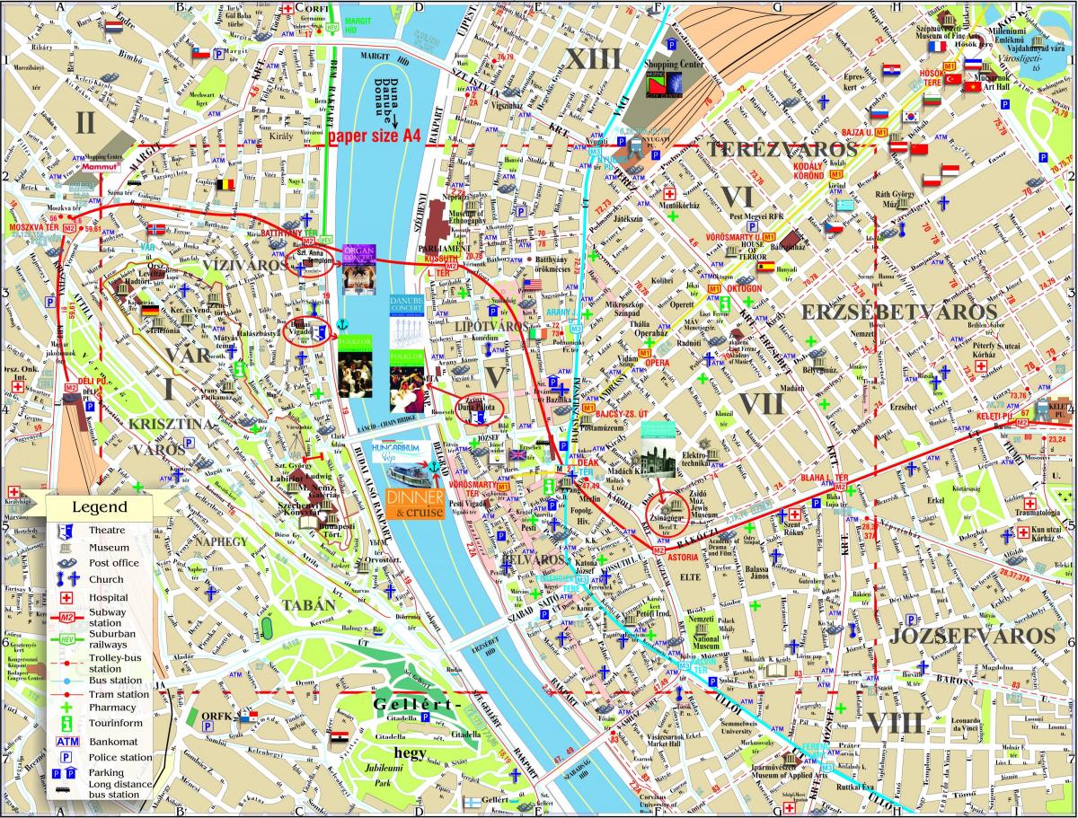 budapest peta kota dengan obyek wisata