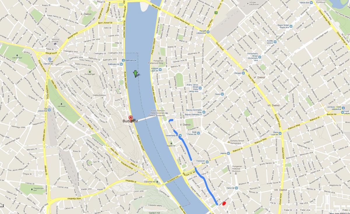 peta dari vaci street budapest