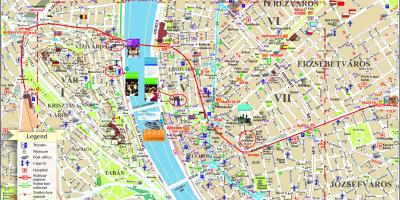 Budapest peta kota dengan obyek wisata