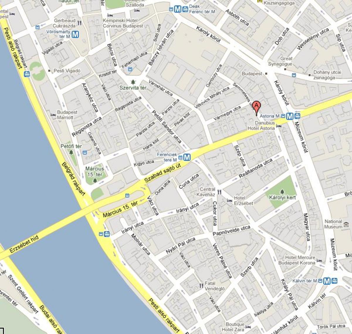 peta dari hostel di budapest